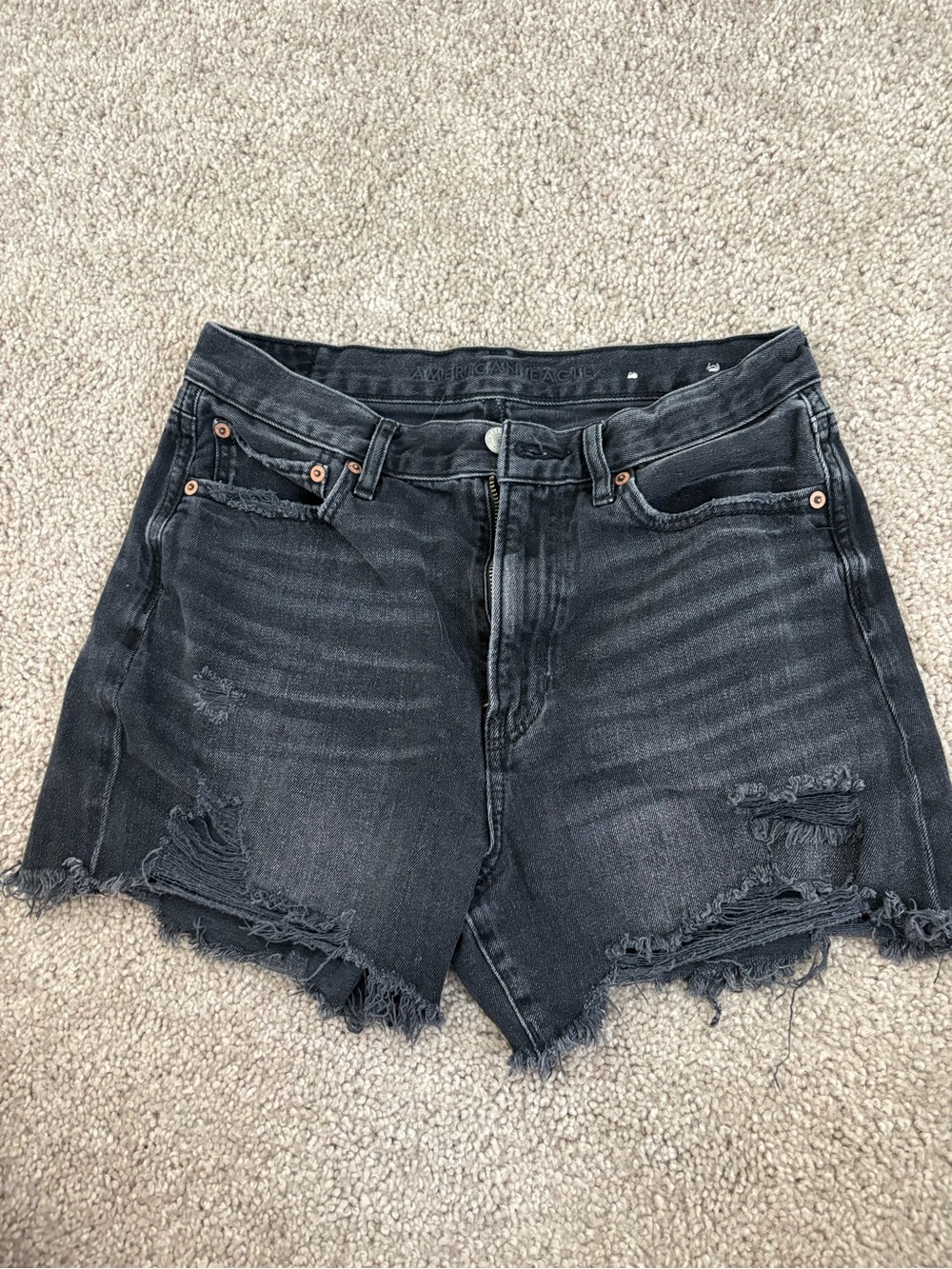 American Eagle Outfitters Black Distressed Denim Cutoff Shorts